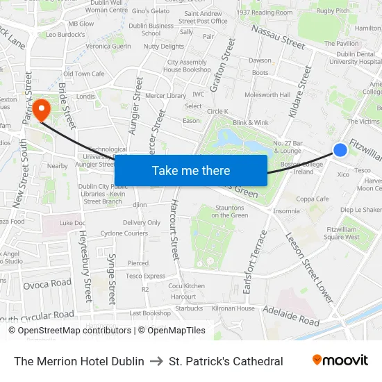 The Merrion Hotel Dublin to St. Patrick's Cathedral map