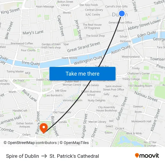 Spire of Dublin to St. Patrick's Cathedral map