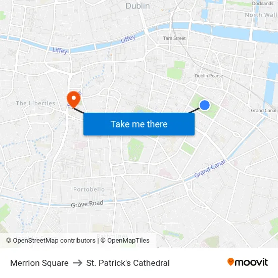 Merrion Square to St. Patrick's Cathedral map