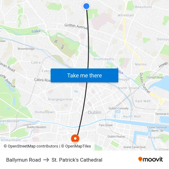 Ballymun Road to St. Patrick's Cathedral map