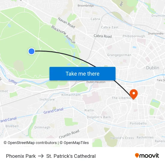 Phoenix Park to St. Patrick's Cathedral map