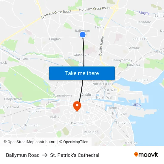 Ballymun Road to St. Patrick's Cathedral map