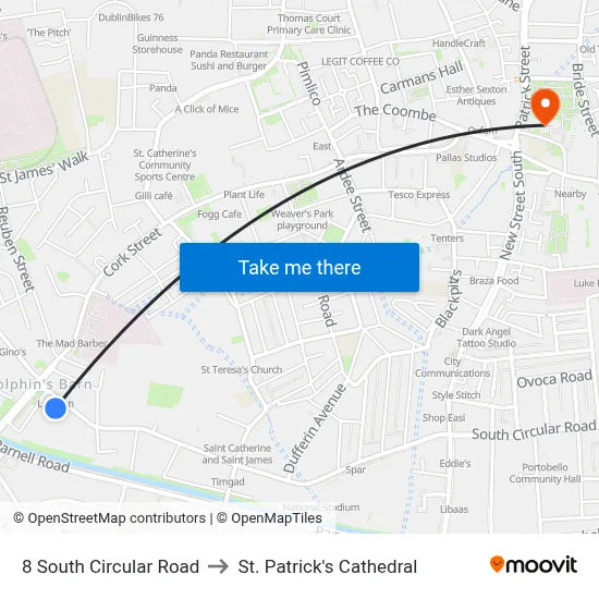8 South Circular Road to St. Patrick's Cathedral map