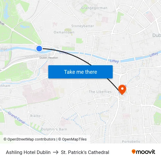 Ashling Hotel Dublin to St. Patrick's Cathedral map