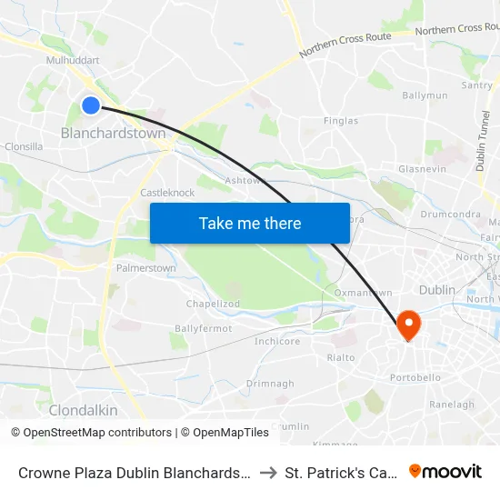 Crowne Plaza Dublin Blanchardstown by Ihg to St. Patrick's Cathedral map