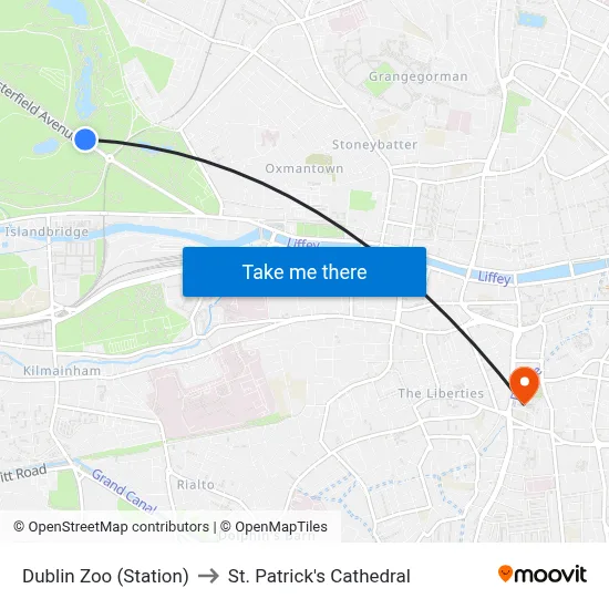 Dublin Zoo (Station) to St. Patrick's Cathedral map