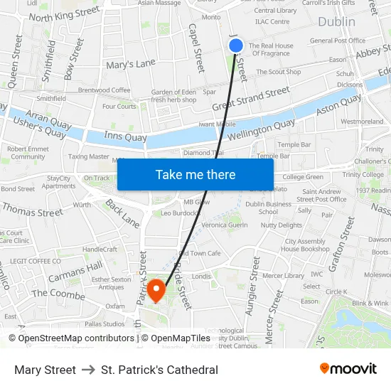 Mary Street to St. Patrick's Cathedral map