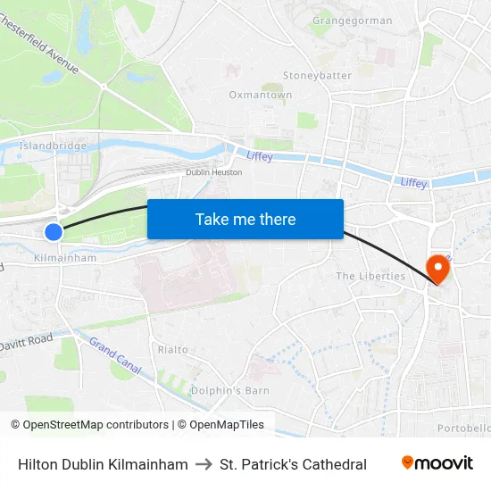 Hilton Dublin Kilmainham to St. Patrick's Cathedral map