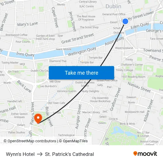 Wynn's Hotel to St. Patrick's Cathedral map