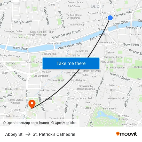 Abbey St. to St. Patrick's Cathedral map
