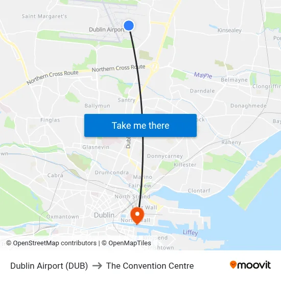 Dublin Airport (DUB) to The Convention Centre map