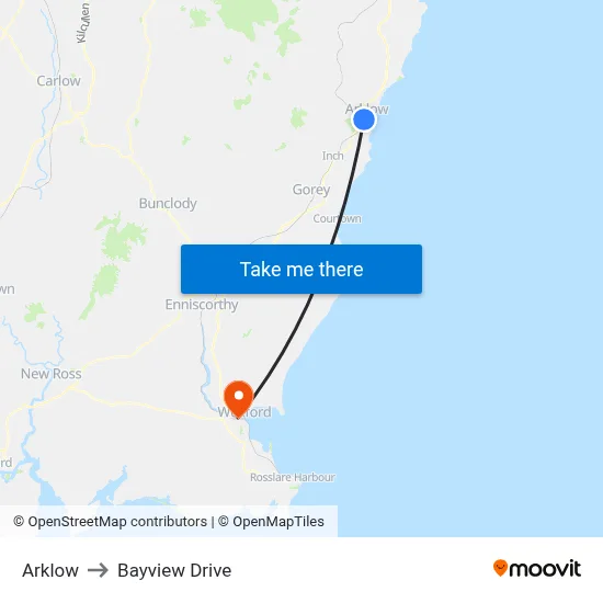 Arklow to Bayview Drive map