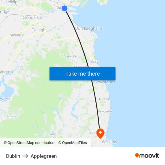 Dublin to Applegreen map