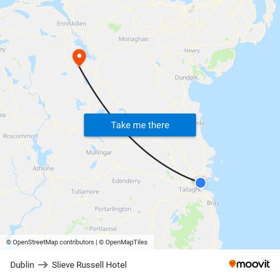 Dublin to Slieve Russell Hotel map