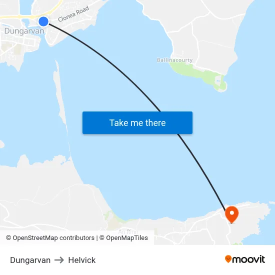 Dungarvan to Helvick map
