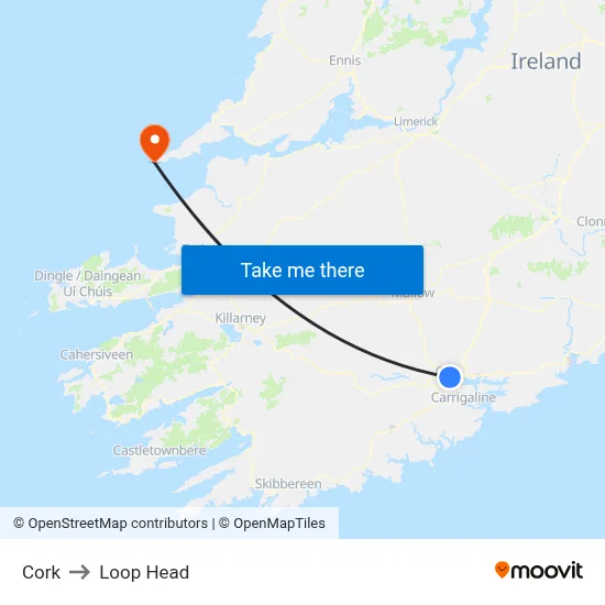 Cork to Loop Head map