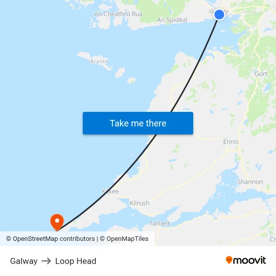 Galway to Loop Head map
