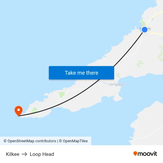 Kilkee to Loop Head map