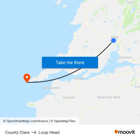 County Clare to Loop Head map