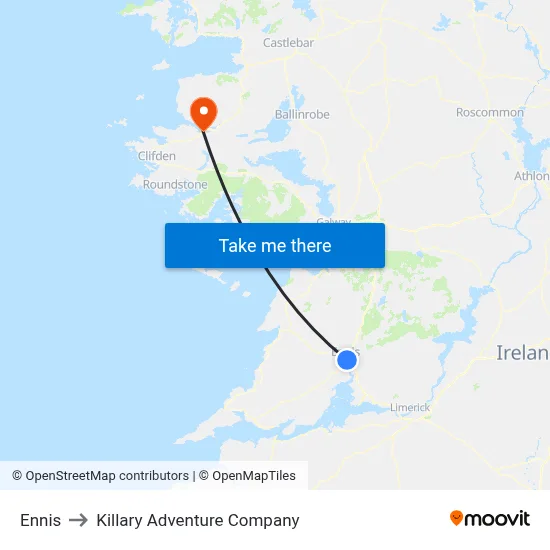 Ennis to Killary Adventure Company map