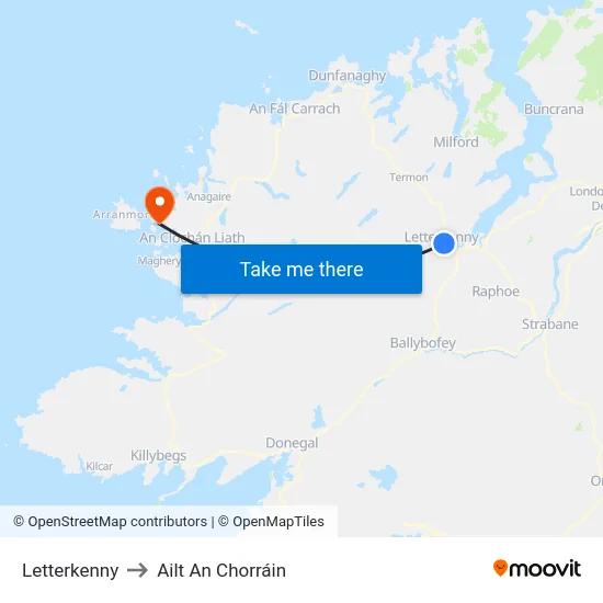 Letterkenny to Ailt An Chorráin map