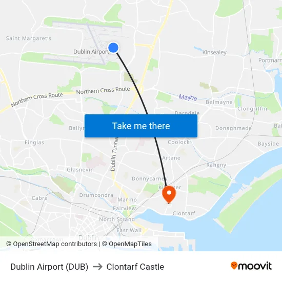 Dublin Airport (DUB) to Clontarf Castle map