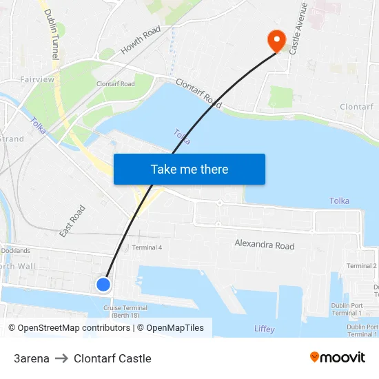 3arena to Clontarf Castle map