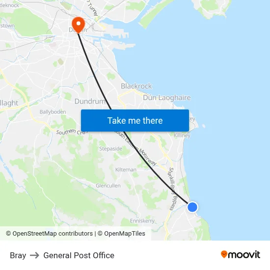 Bray to General Post Office map
