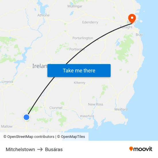 Mitchelstown to Busáras map