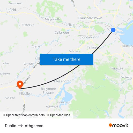 Dublin to Athgarvan map