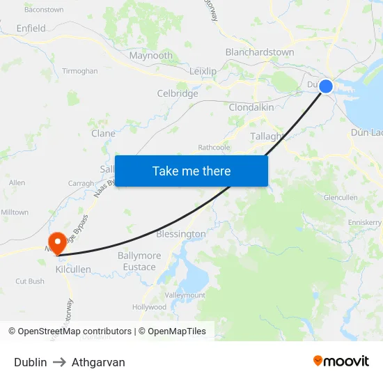 Dublin to Athgarvan map
