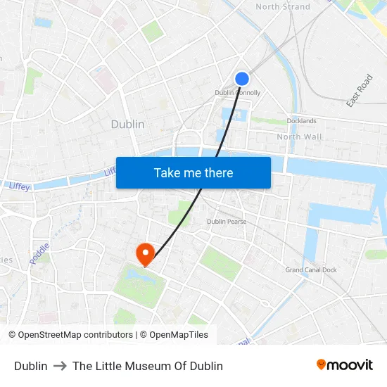 Dublin to The Little Museum Of Dublin map