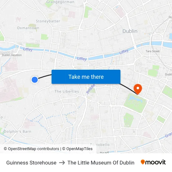 Guinness Storehouse to The Little Museum Of Dublin map