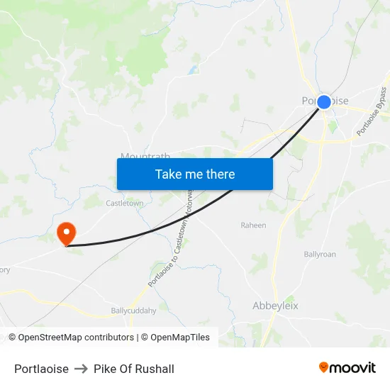 Portlaoise to Pike Of Rushall map