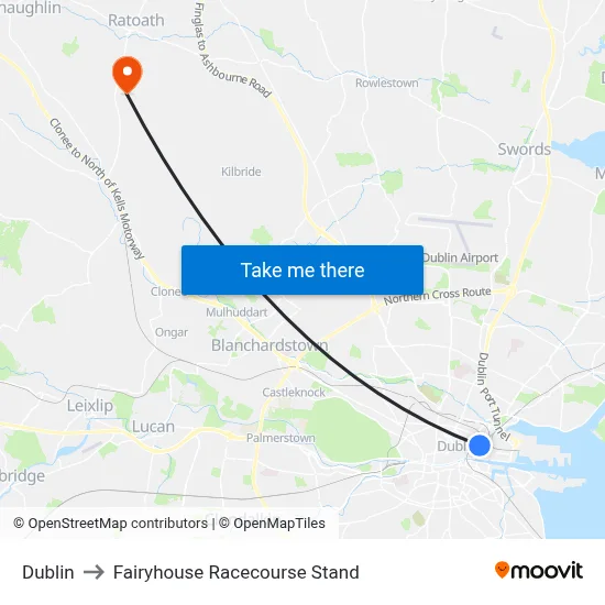 Dublin to Fairyhouse Racecourse Stand map