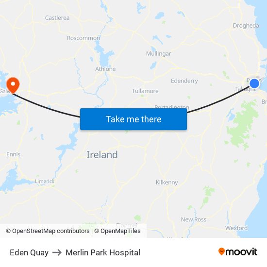 Eden Quay to Merlin Park Hospital map