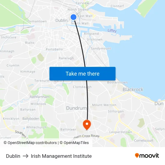 Dublin to Irish Management Institute map