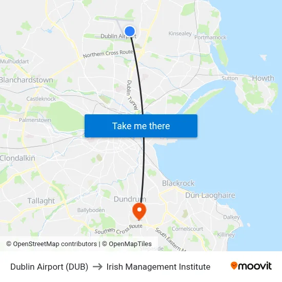 Dublin Airport (DUB) to Irish Management Institute map