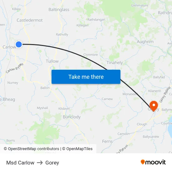 Msd Carlow to Gorey map