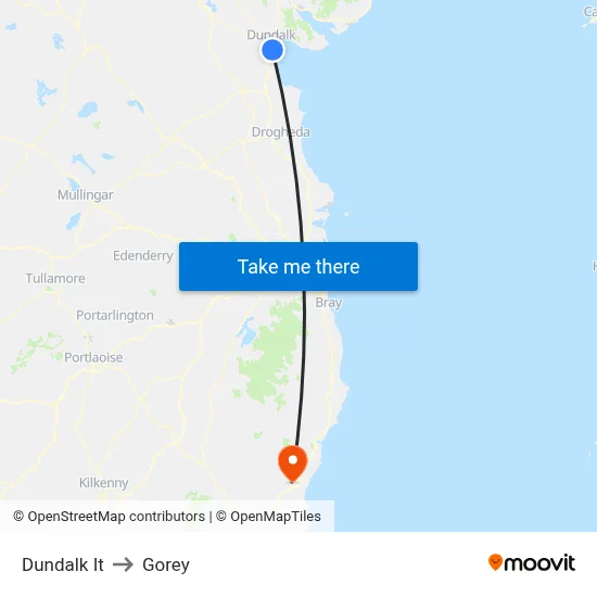 Dundalk It to Gorey map