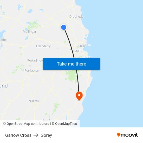 Garlow Cross to Gorey map