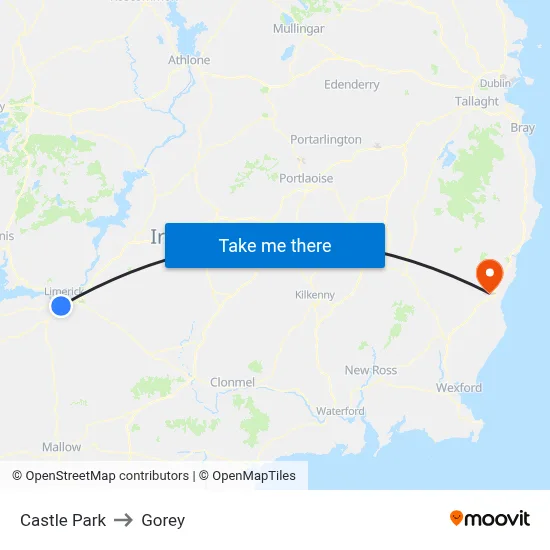 Castle Park to Gorey map