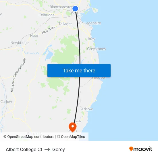 Albert College Ct to Gorey map