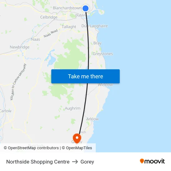 Northside Shopping Centre to Gorey map