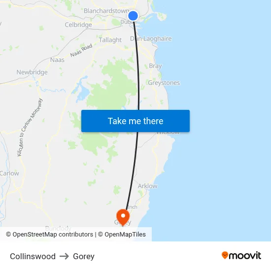 Collinswood to Gorey map