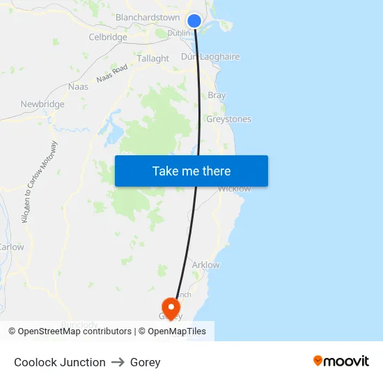 Coolock Junction to Gorey map