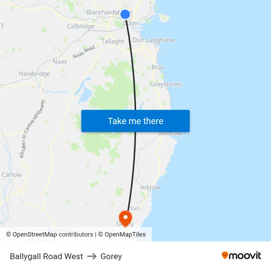 Ballygall Road West to Gorey map