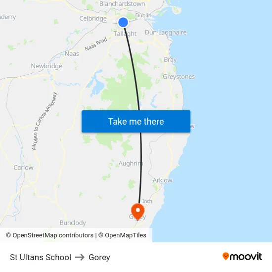 St Ultans School to Gorey map
