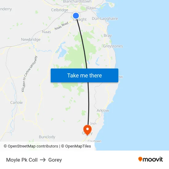 Moyle Pk Coll to Gorey map