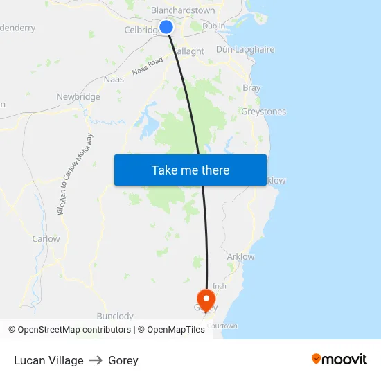 Lucan Village to Gorey map